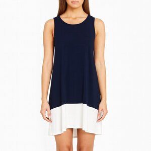 Nik And Nash Dress Size M Tank Swing Stretch Navy Blue And White